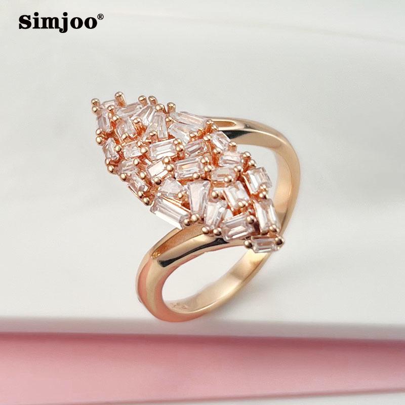 

Кольцо SIMJOO с цирконием для женщин, модное, розовое золото, индивидуальное кольцо 8