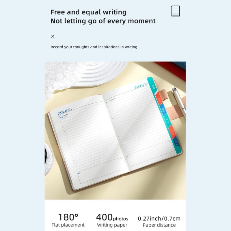 2026 Planner Organizers 365 Daily Pages Small Size PU Leather Cover Thick Linen Paper Suitable for Professional