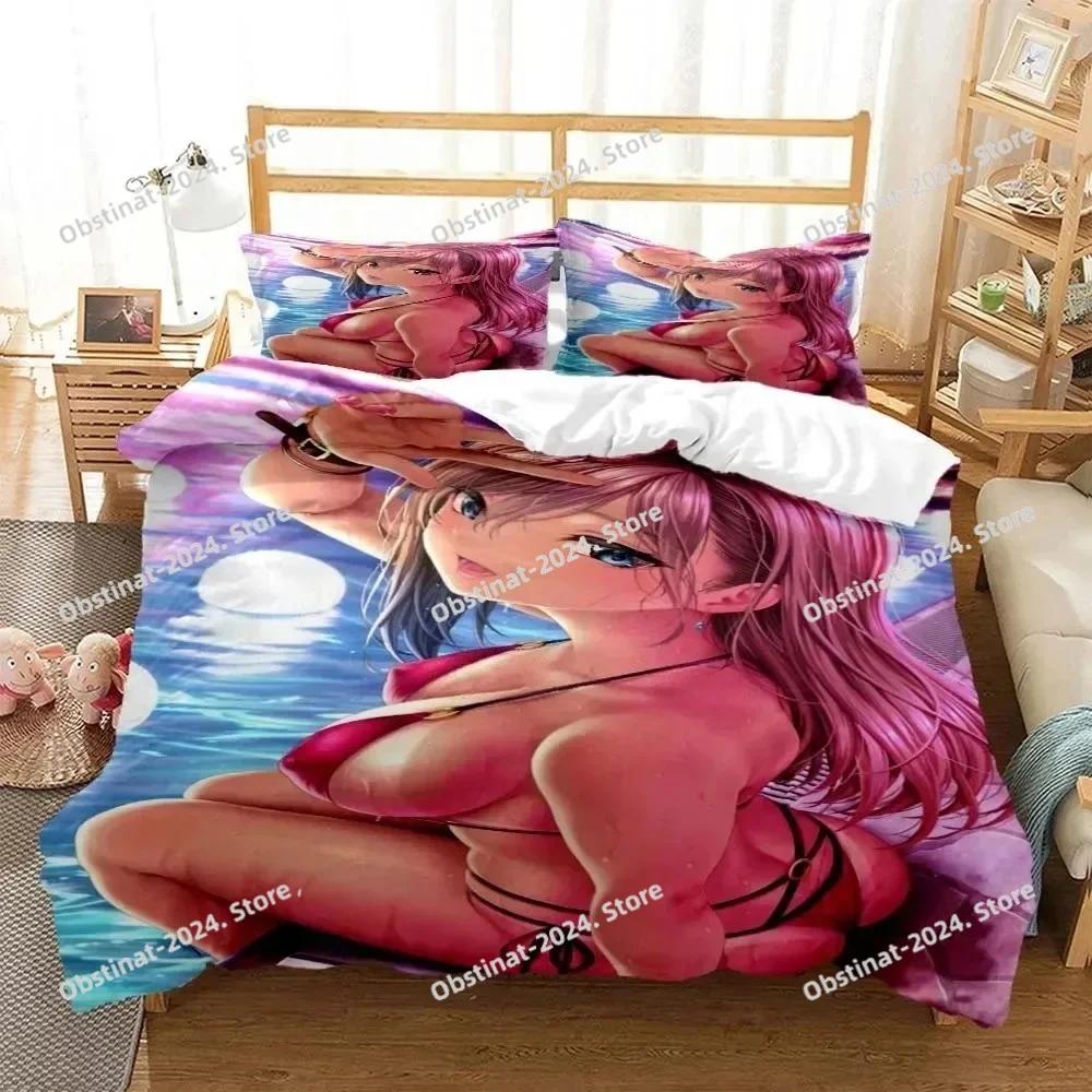Sexy Beauty Cartoon Digital Bedding Set Printed Bed Set With Pillowcase Bed Duvet Cover Soft Single Double Queen Super King Size