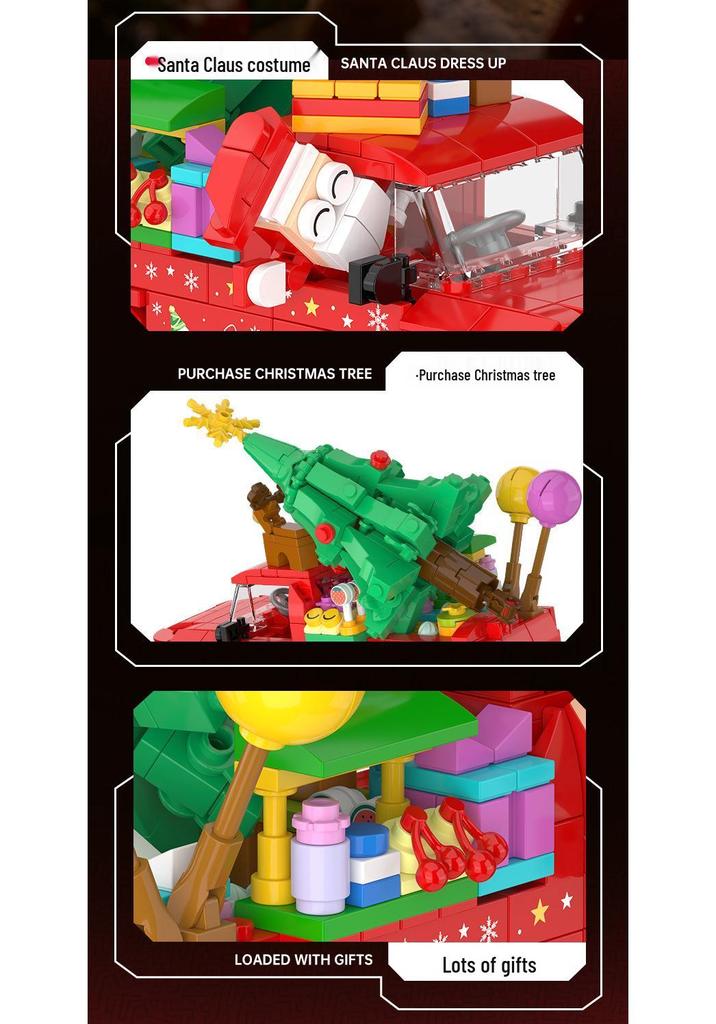 Christmas Red Cart Building Blocks Educational Toy for Children
