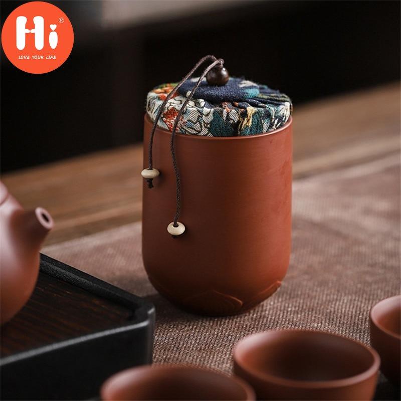 Hi Purple Clay Teacups Ceramic Portable Tea Set Including 1 Pot + 1 Tea Caddy + 4 Cups Teapot Outdoor Travel Kung Fu Gaiwan Gifts