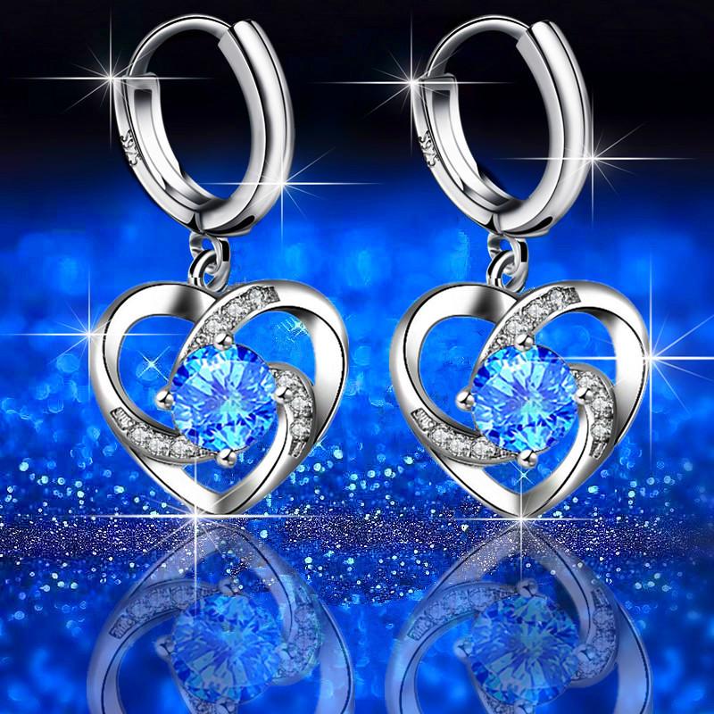 New European and American Micro-set Pendant Earrings Love Ear Buckle Mid-length Heart-shaped Female Earrings