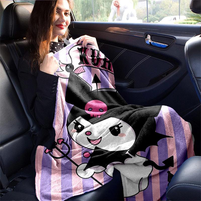 1pc The Cute Devil Kuromi Blanket, Soft Throw for Home Decor, Perfect Gift for Family and Friend, Seasonal Use, Cozy Bedding Cover, Living Room, Trave
