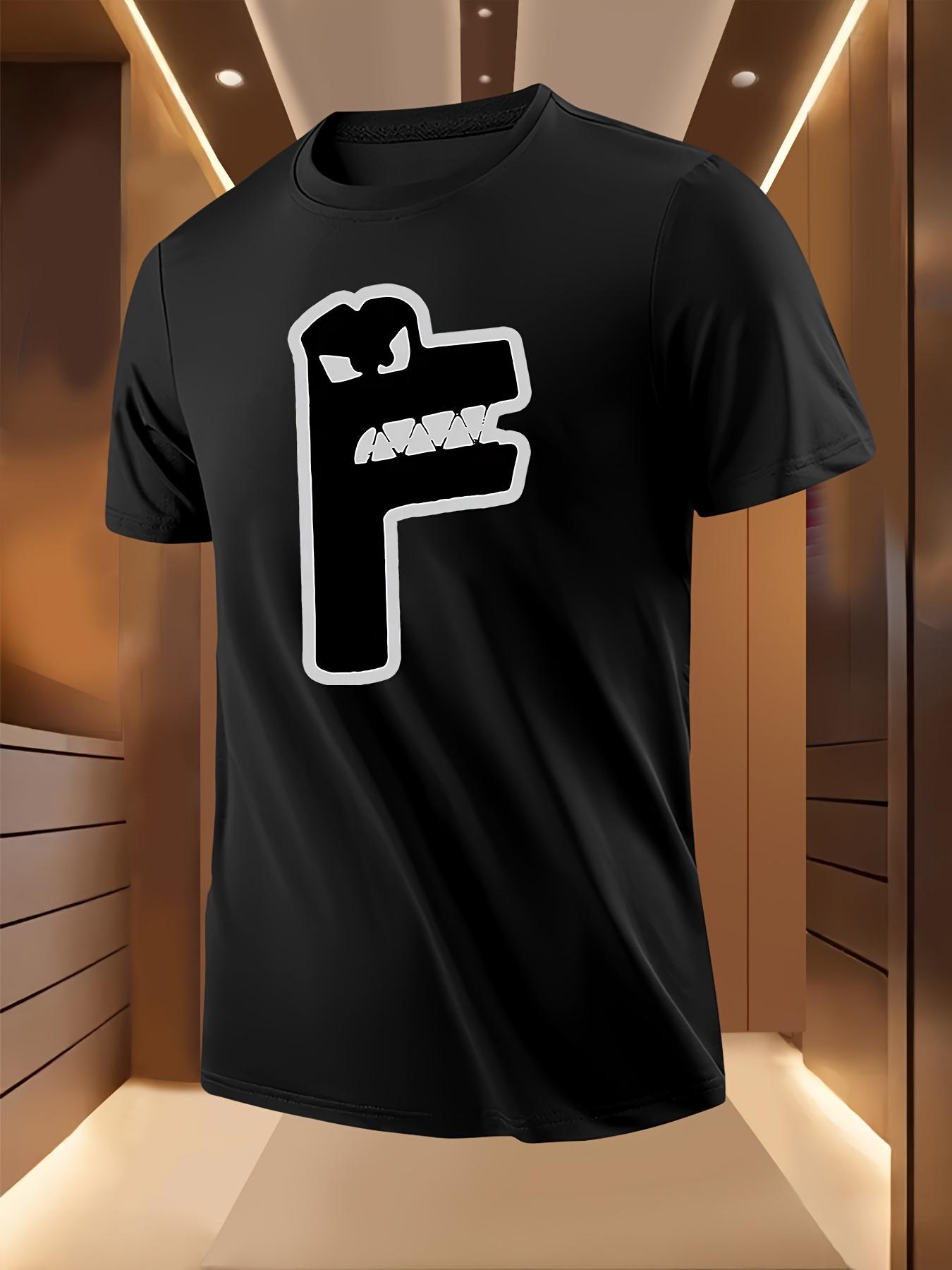 Crew Neck Tshirt with Angry Letter F Print S