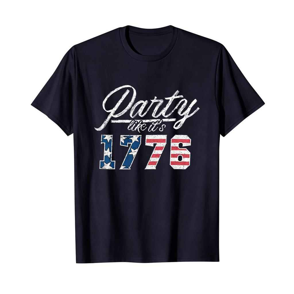 Mens Crew Neck Short Sleeve T Shirt with 1776 Graphic Print Casual Fit Soft Cotton Material Comfortable Design