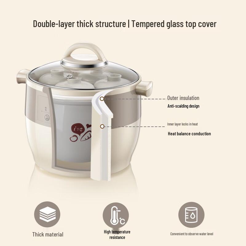 BEAR DDZ-B45B2 Electric Double Boiler Stew Pot CN Plug (adapter Included)