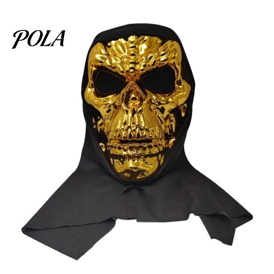 Full Head Black Scarf Mask Halloween Skull Mask, with Breathable Mesh Eyes Design, Dark Cool Cosplay Headscarf Mirror Texture for Adults Party