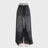 Women's Black Wide-Leg High-Waist Raw Edge Jeans