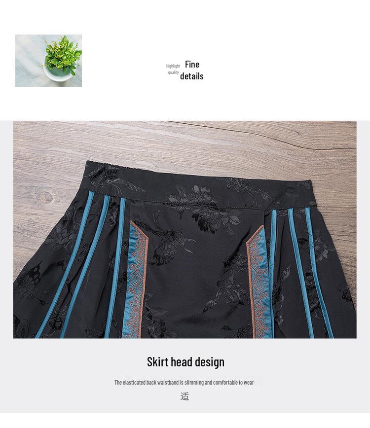 2025 Ethnic Style Women's Chinese Retro A-line Long Skirt with Heavy Embroidery