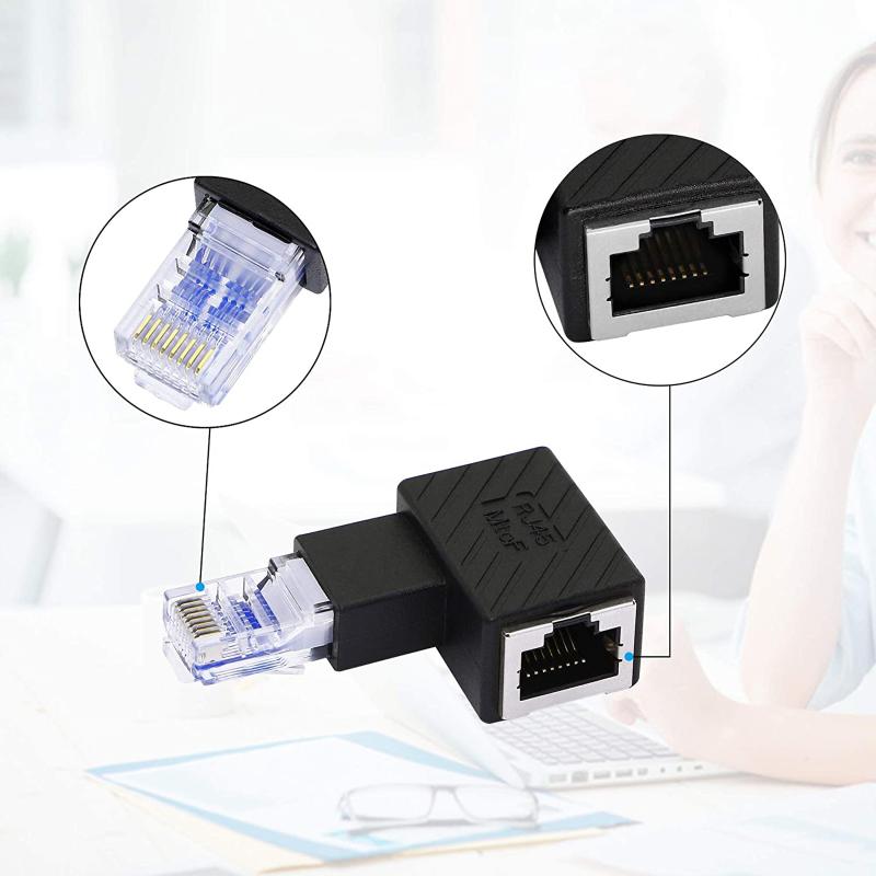 Rj45 Fast Ethernet Male To Female Right Elbow Adapter Cat5/6 Ethernet Lan Extension Adapter For Hub