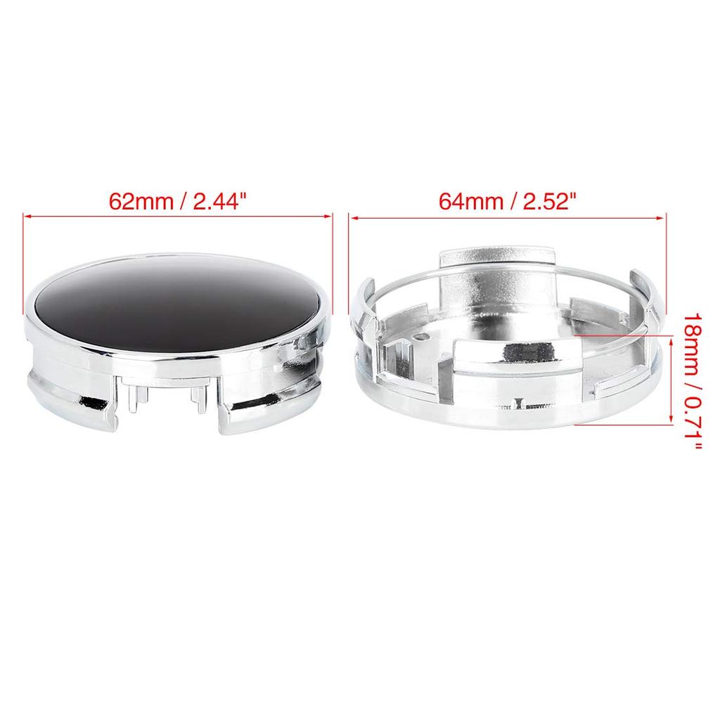 uxcell Universal Wheel Center Caps, Compatible, Rust and Rust Prevention, 62mm Outer Diameter, 4 Clips, Silver Tone, Hub Cover Protector, 4 Pieces