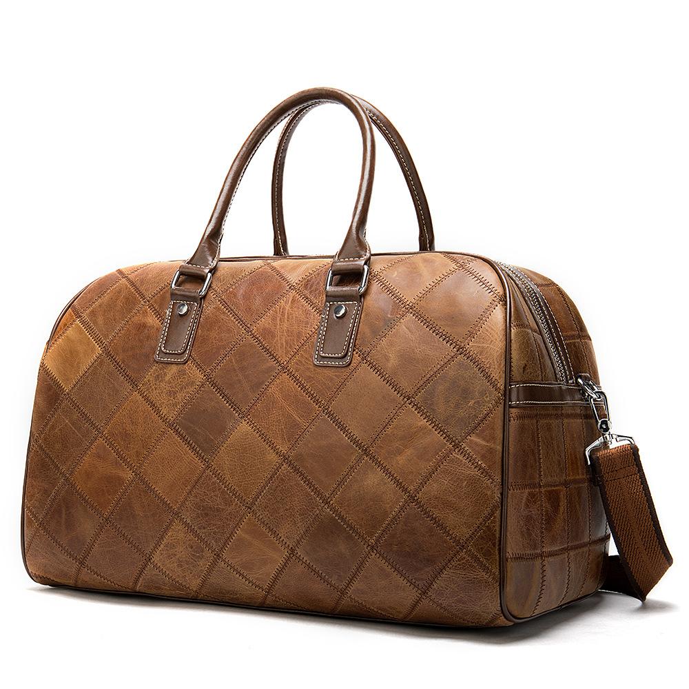 

Genuine Leather Travel Bag for Men Hand Luggage Travel Duffle Bag Casual Weekend Bag Big Carry On Luggage Bags men women коричневий