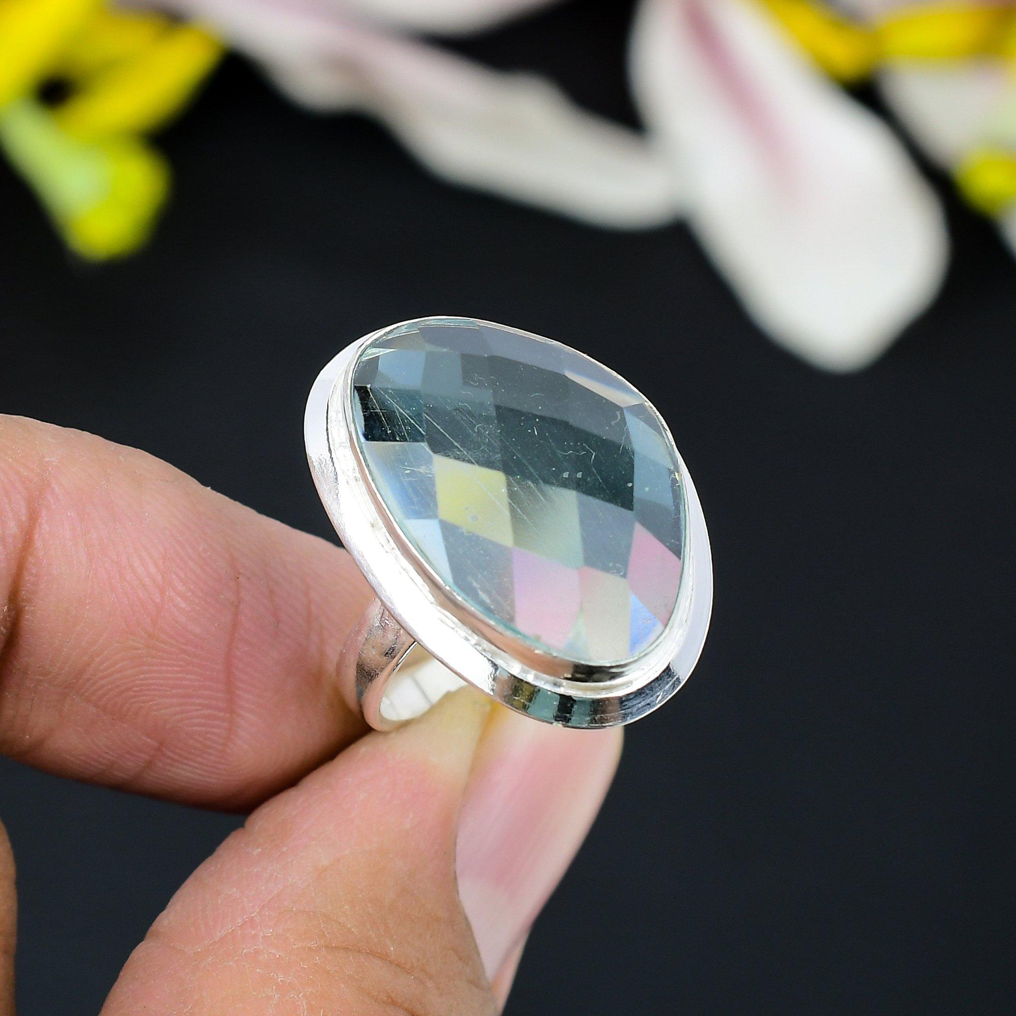 

Alexandrite Quartz Gemstone Handmade 925 Sterling Silver Ring Size 10 KG-341