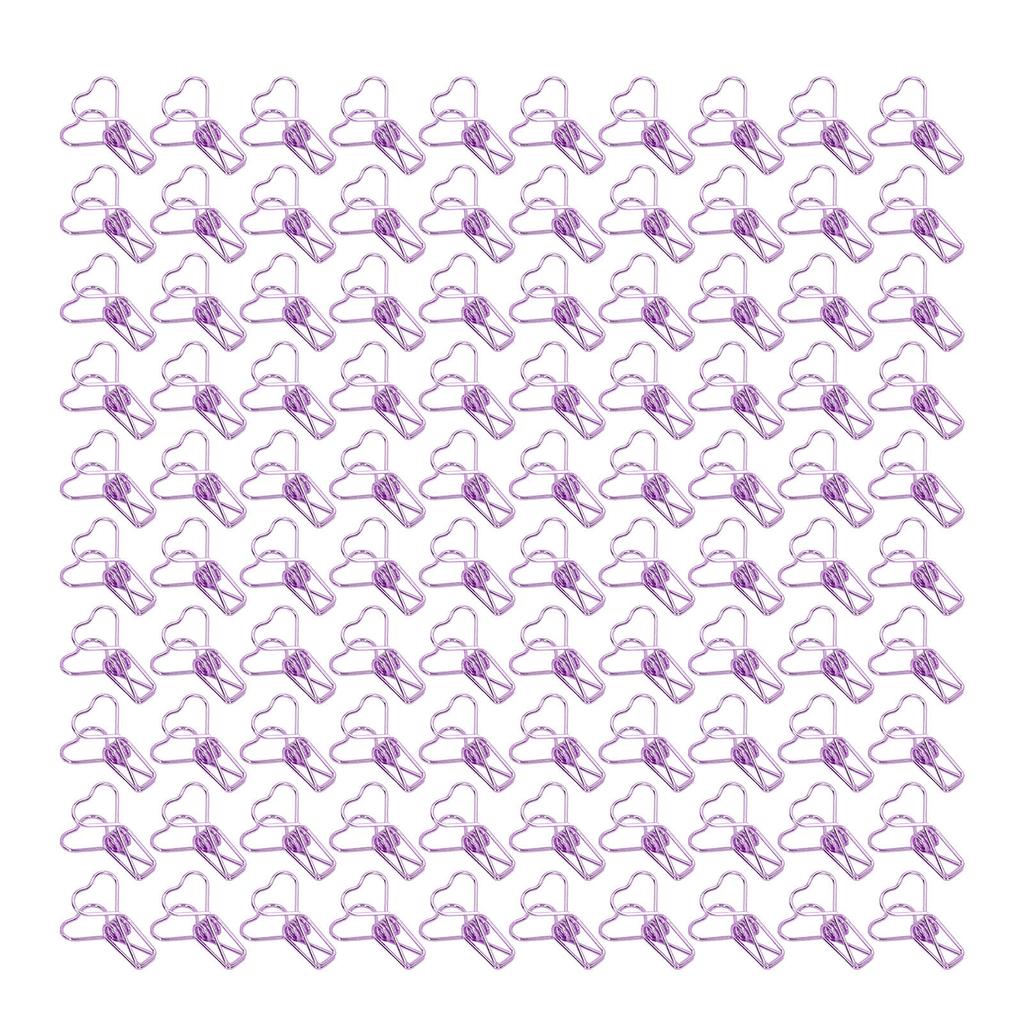 100 Pcs Binder Clips Hollow Heart Shape Strong Clamping Force Metal Small Binder Clips for Office