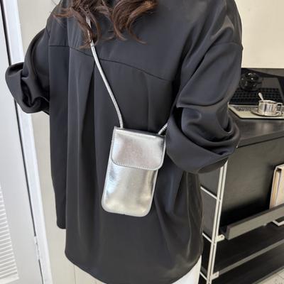 Mode Vielseitig Metallisch Glänzend Schulter Crossbody für Damen PU Mini Tasche Tragbare Lippenstifttasche Handy-Tasche