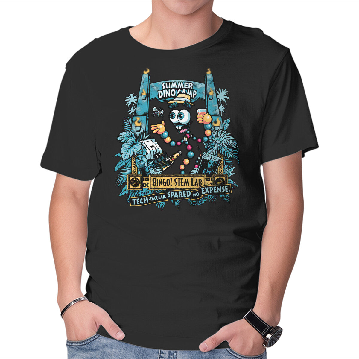 Unisex Crew Neck T-Shirt Bingo STEM Lab Graphic Short Sleeve Casual Tee M