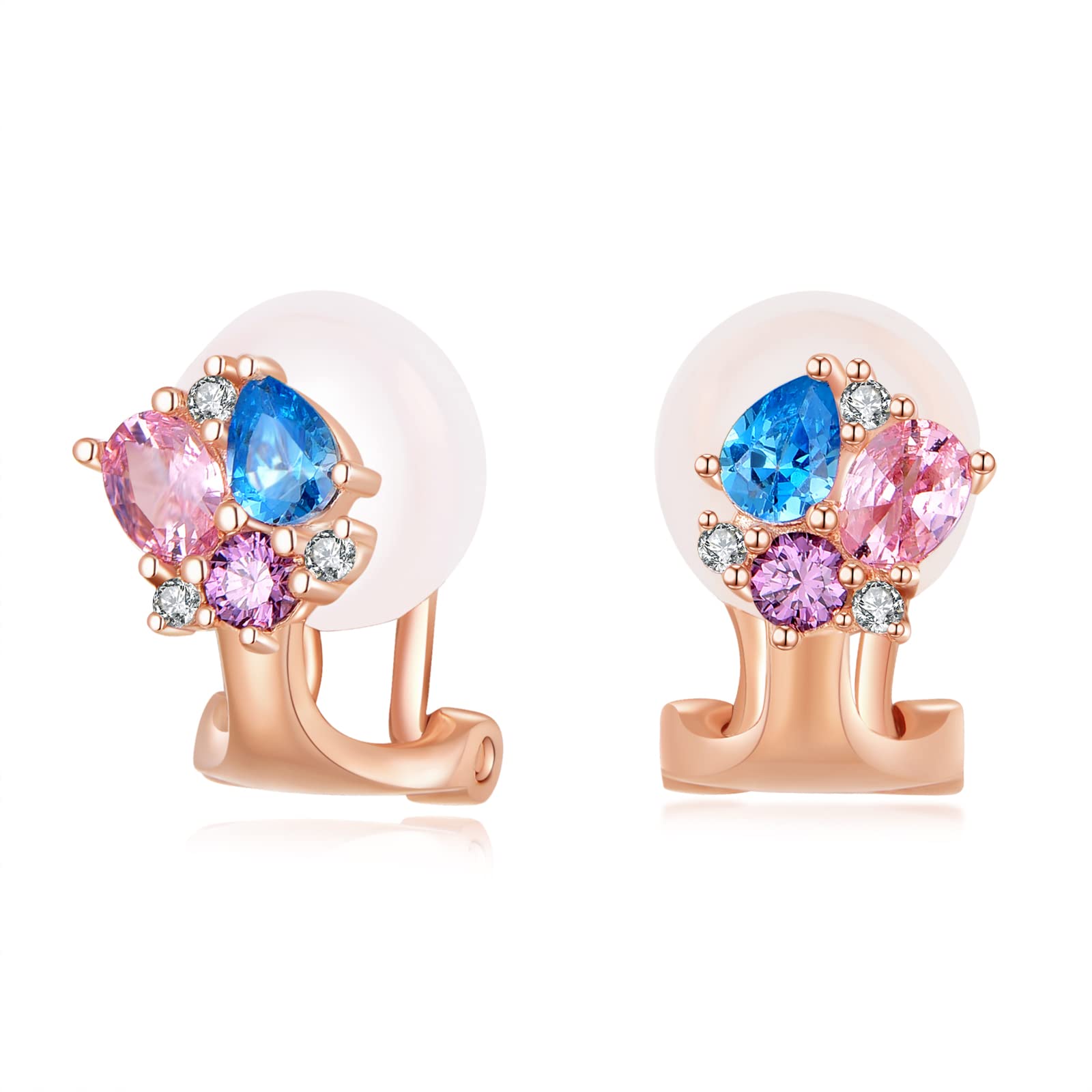 

PHNIBIRD Birthstone Earrings for Women Compatible with metal 925 Painless Pink Everyday Use [Color Clash] allergies, Silver, Earrings, Gold, Elegant,