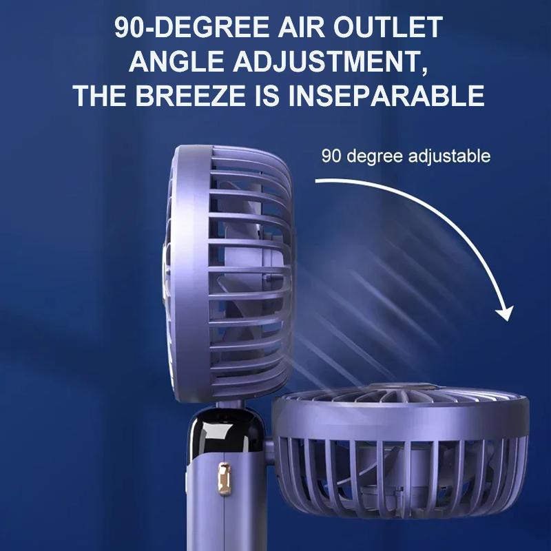 Portable Handheld Mini Fan Foldable Neck Hanging Fans 5 Speed USB Rechargeable Fan with Phone Stand and Display Screen 1800mAh
