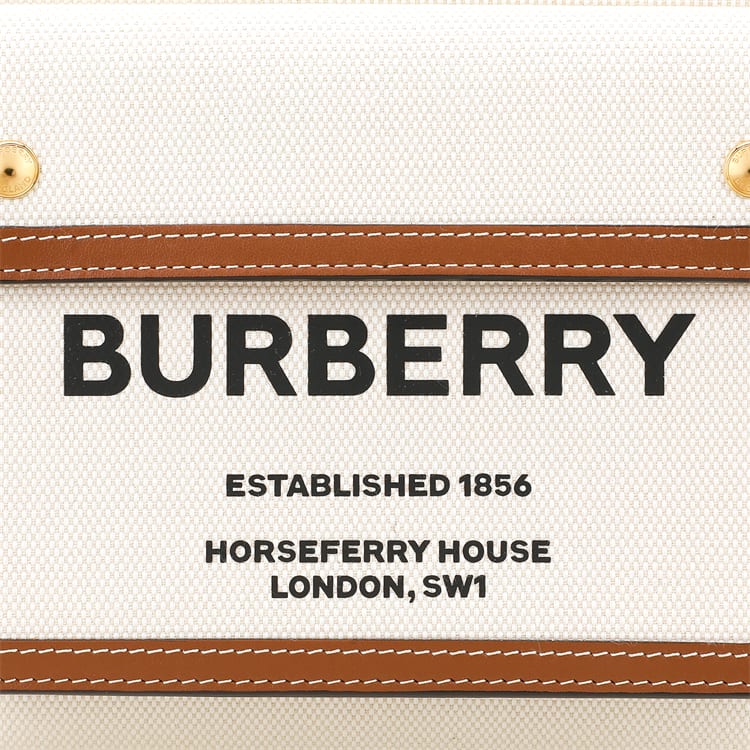 Burberry Pocket Bag Canvas With Leather Tote Bag, Shopping Bag, Shoulder Bag, Crossbody Bag, Handbag Mini Women's Beige 80317461
