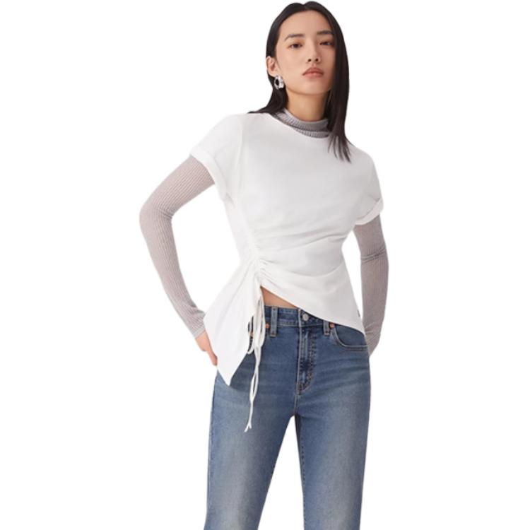 Levis SS25 Commuting Minimalist Solid Color Short Sleeve Regular T-Shirt Women Tops White 002YT-0000