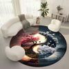 Cherry Blossom Mountain View Flannel-printed round floor mats are slip-resistant Suitable for living room terrace garden carpets