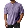 Men's Summer Round Neck Short Sleeve T-Shirt Neck Men's All-match Casual Button Shirt