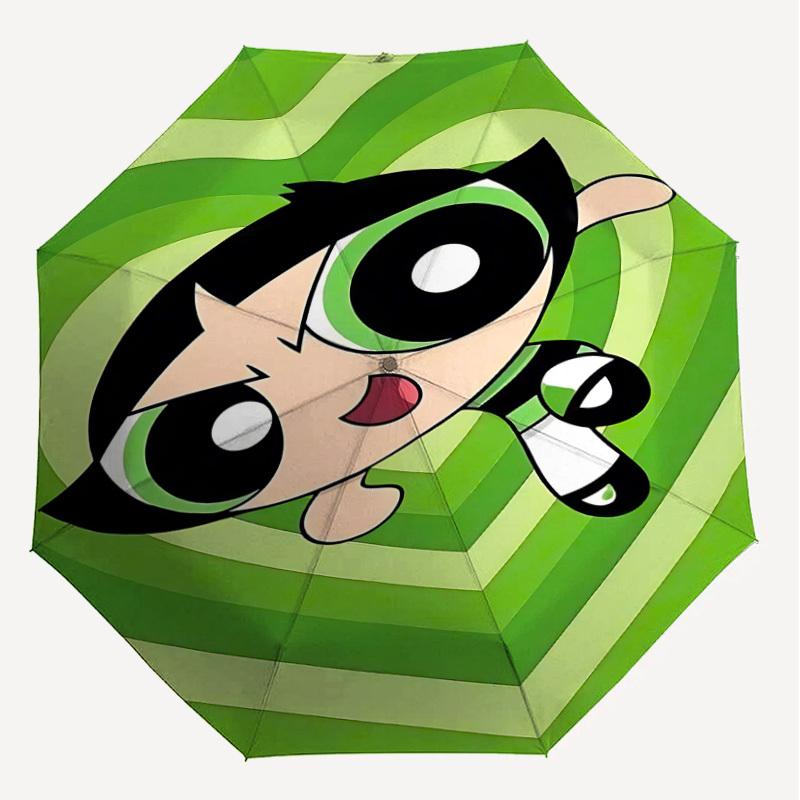 1PC Warner Powerpuff Girls Automatic Open/Close Umbrella with Windproof, 53-Rib Sturdy Canopy, Durable Ribs1270A
