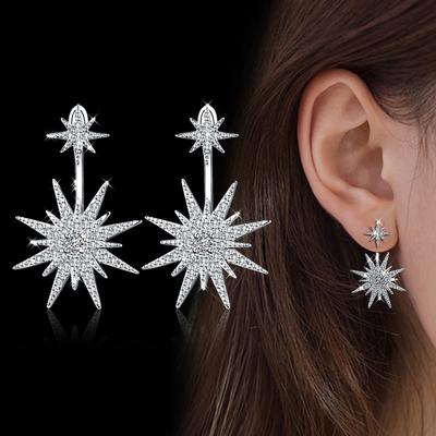 Crystal Snowflake Dangle Drop Earrings For Women Trendy Rhinestones Zircon Earrings Wedding Party Jewelry Drop Shipping