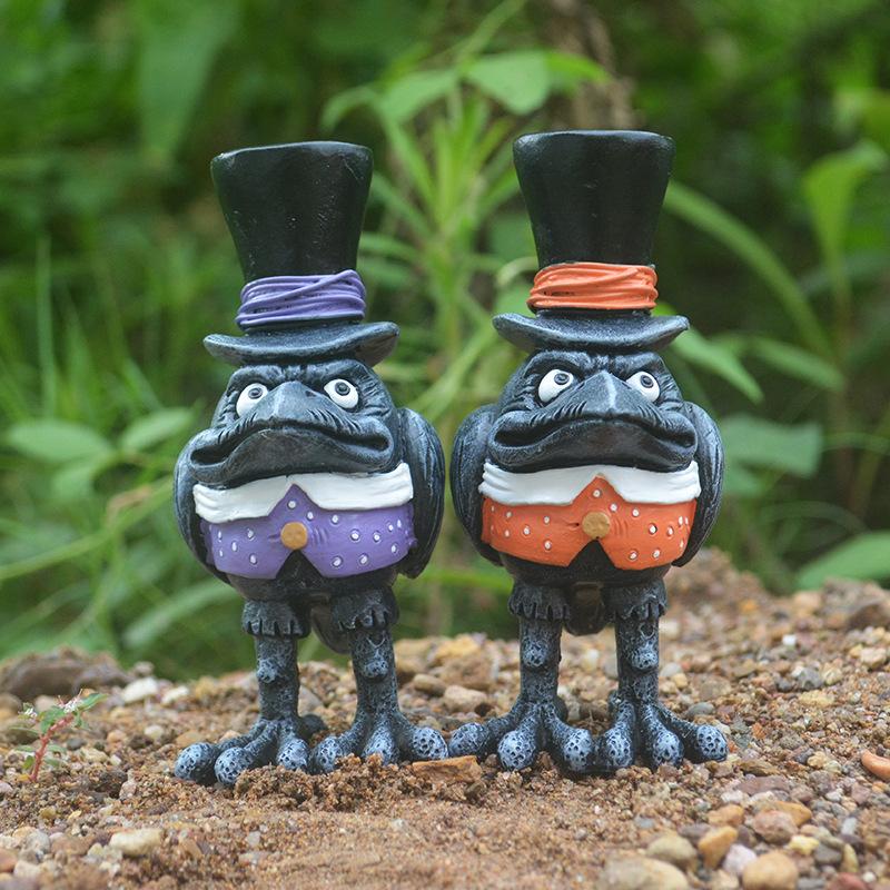 Ornaments Garden Patio Decorations Halloween Crow Statue Ornament Resin Crafts