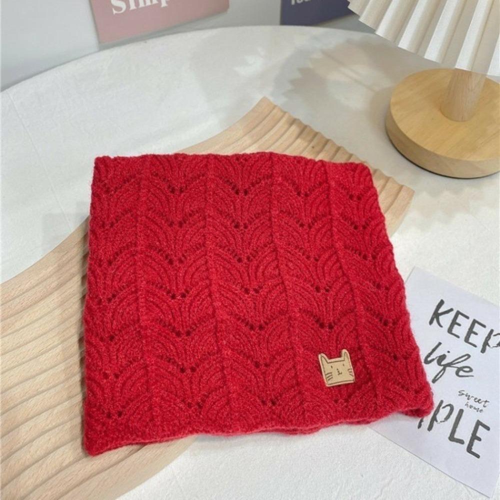 Kids Winter Thick Knitted Scarf Elastic Windproof Neck Warmer Soft Warm Childrens Accessory POLYESTER красный
