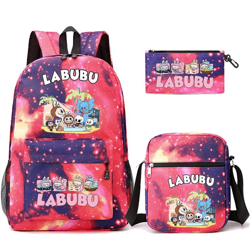 3Pcs/set Cartoon Printed Backpack Teenager Student Boy Girl Schoolbag Larger Capacity Bagpack Travel Bag Kid Gift Mochila