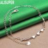 925 Sterling Silver Sweet Heart Side Chain Bracelet - Exquisite Gift Jewelry
