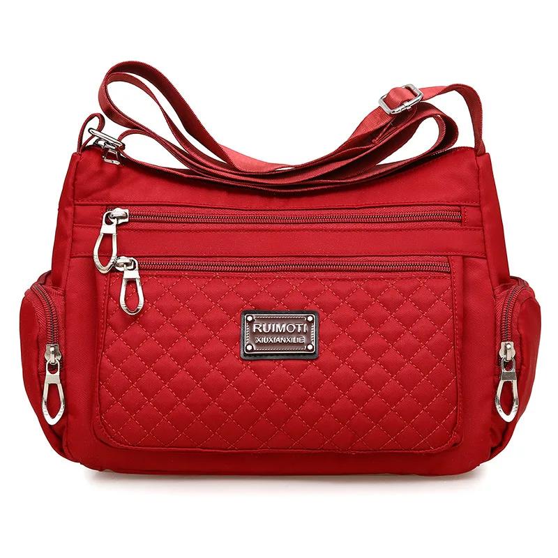 Lässige Schultertaschen mit großem Fassungsvermögen für Damen, wasserdichte Nyl-Umhängetasche, Messenger Bag, Geldbörse, Handtasche aus Segeltuch mit mehreren Reißverschlüssen