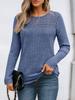 Casual Pullover Ribbed Loose Hollow-out Long-sleeved T-shirt Top