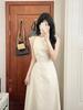 Elegant French Niche Backless Halter Strap Hollow Sleeveless Tie Long Dress