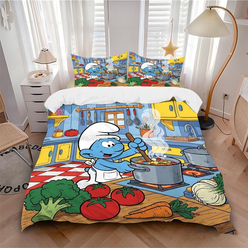 Smurf Kitchen Print 3Pcs Bedding Setduvet Cover With 2 Bedropillowcase Home Birthday Gift