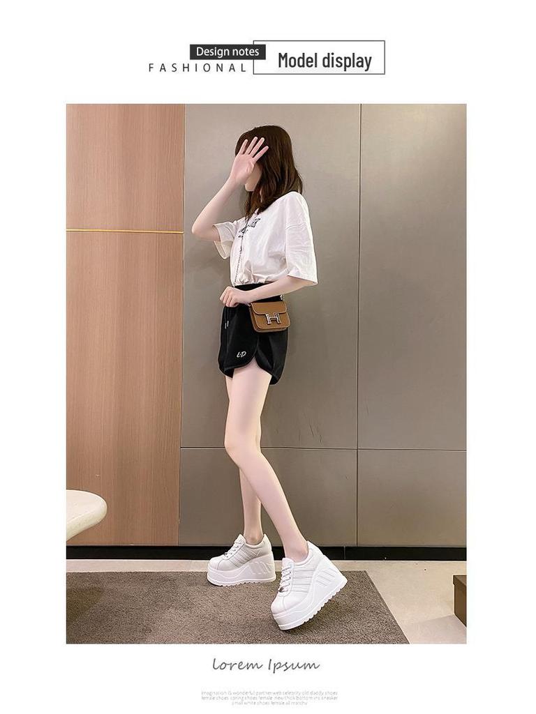 Autumn Women's Plus Size Sneakers: Thick Sole, Korean Style, Height-Boosting Casual Shoes