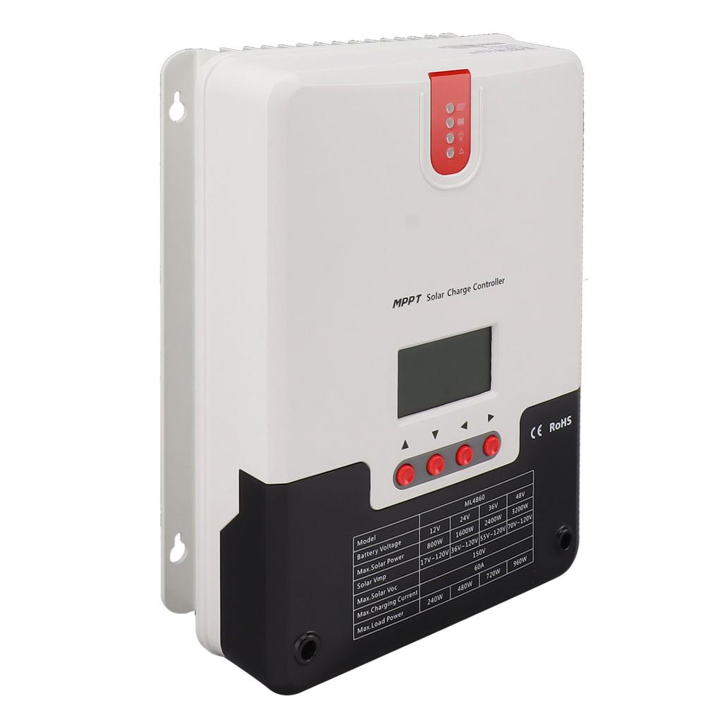 60A Solar Charge Controller MPPT 12V 24V 36V 48V Safety Protection Adjustable with LCD Display