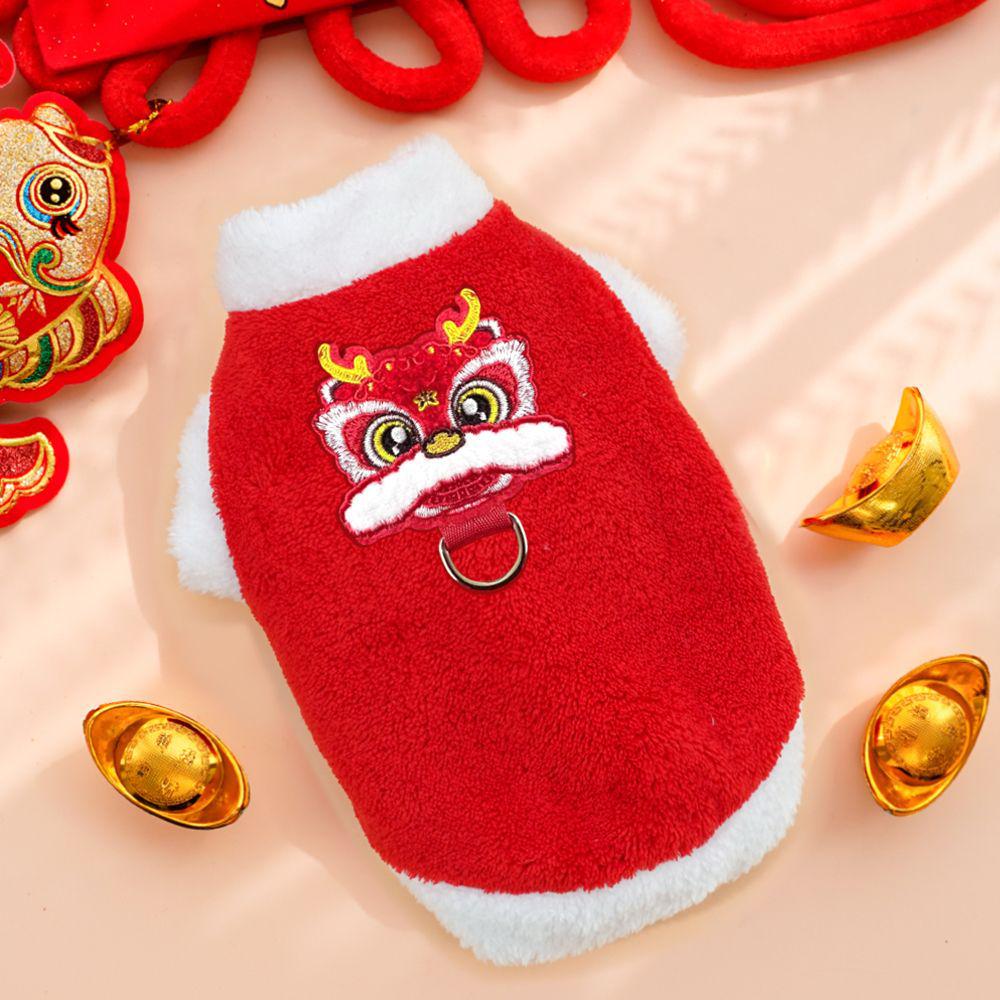 Cat & Dog New Year Festive Hoodie - Warm Blue Anti-Shedding Winter Outfit