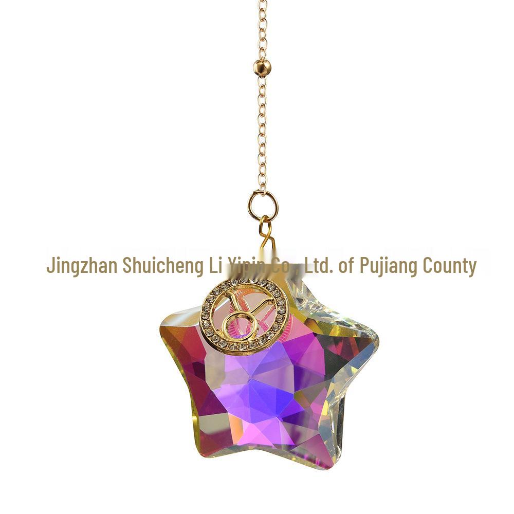 12 Constellations Moon & Pentagram Crystal Sun Catcher Pendant Set