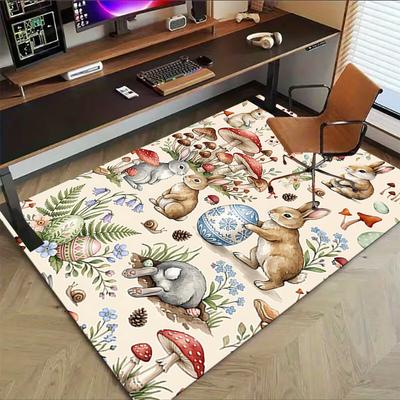 1PC Easter Bunny Rabbit Non-Slip Floor Carpet Compatible for Office&Living Room&Bedroom&Dining Room - Soft & Pattern, Vibrant Colors-H0350