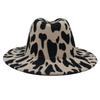 New Six-Color Cow Pattern Top Hat, Men'S And Women'S Color Matching Woolen Big Eave Hat, Jazz Hat, Stage Felt Hat