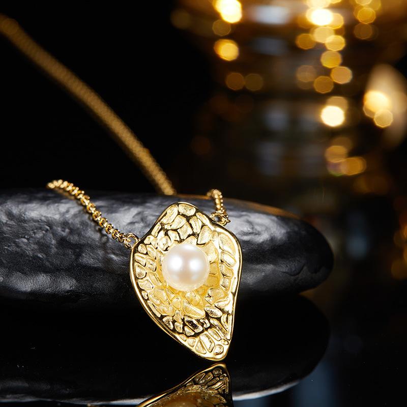 Design Originale Personalità Esagerata Anello in Argento Sterling S925 Perla Naturale Donna Texture di Nicchia Senso High-End Lusso Leggero