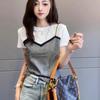 2026 Summer Women's Casual Sequin Patchwork Round Neck T-shirt