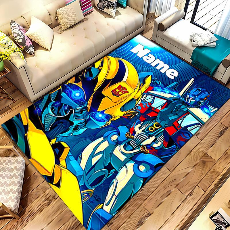 Custom Personalization Optimus Prime & Bumblebee Area Rug - Perfect For Kitchen, Bathroom,Laundry Room Decor Large Size Available,Gift All Seasons
