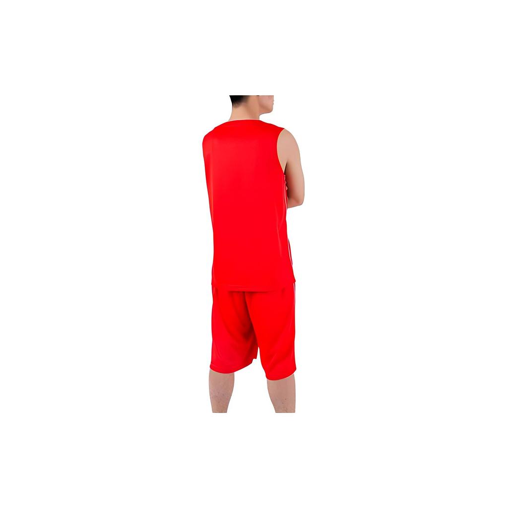 Li Ning Basketball Series Logo Print V-Neck Sleeveless T-Shirt And Elastic Waist Straight Shorts Set Men Sets Red AATN113-2