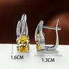 Oval Blue Zircon Diamond Champagne Gold-Plated Earrings for Weddings & Engagements
