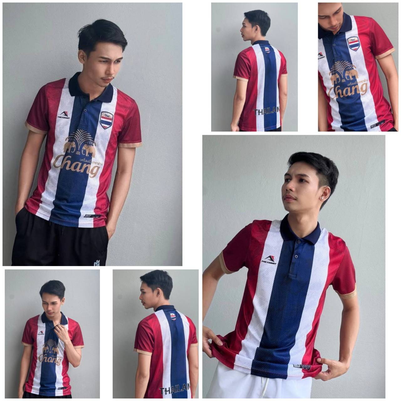 

ТАИЛАНД Национальный футбольный футбол Винтаж ДЖЕРСИ CHEER Fan Version Быстросохнущая рубашка Поло Полиэстер Короткий рукав Униформа Логотип Слона Спорт На Открытом Воздухе 3XL