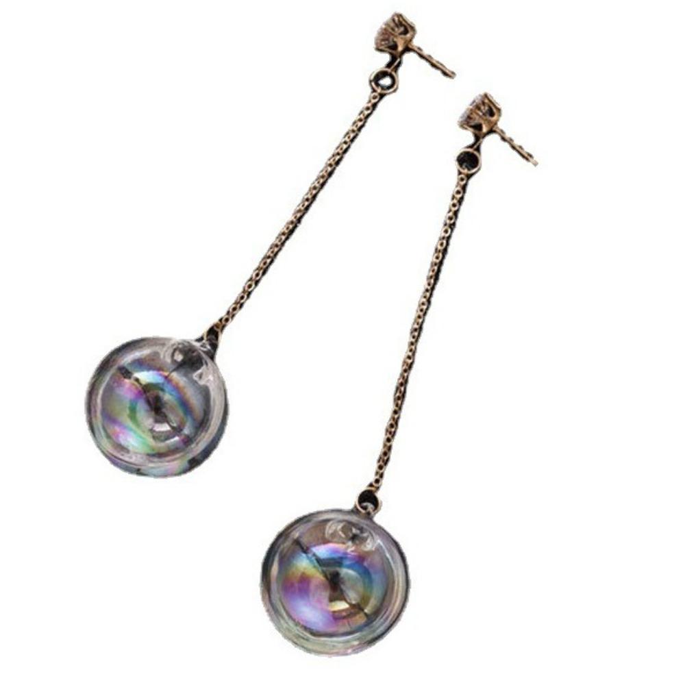 Nuovi Pendenti Orecchini in Vetro Trasparente a Sfera con Goccia d'Acqua all'Interno Coreani per Donne Ragazze Gioielli Trendy
