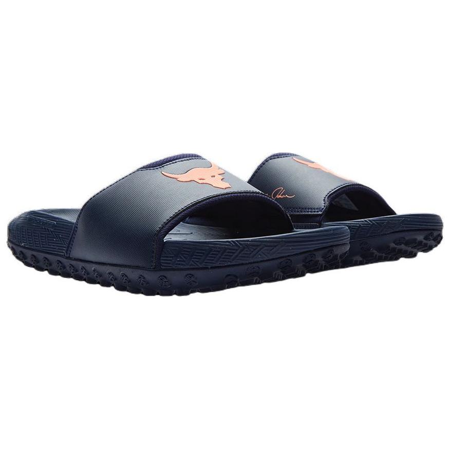 Under Armour Project Rock 3 Slide Midnight Navy Flare Orange Unisex Sneakers Blue 3026034-403